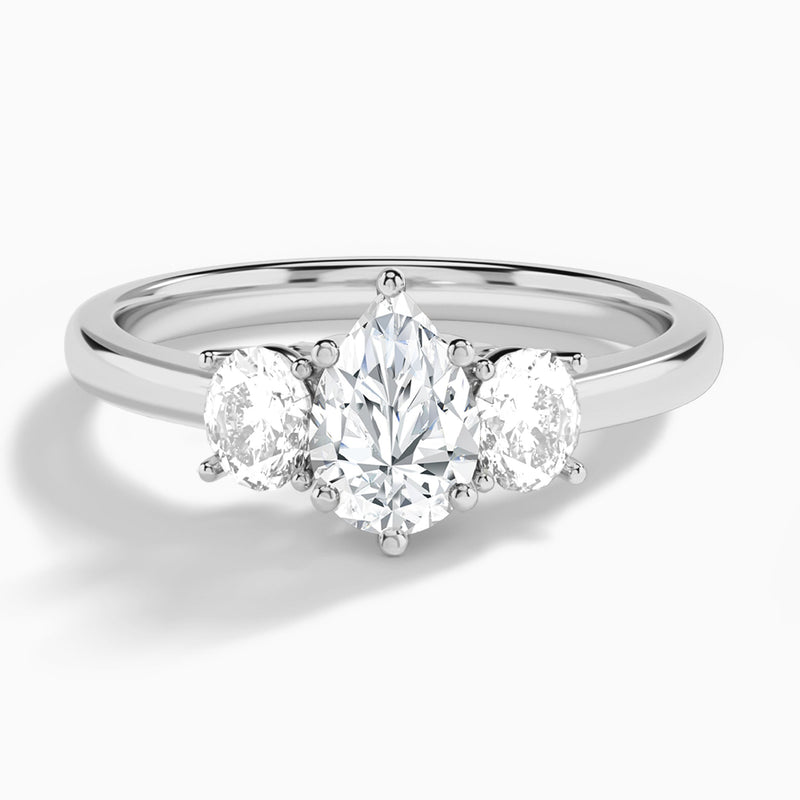 Pear Sonata Three Stone Lab Grown Diamond Engagement Ring In Platinum - Lucenjuri