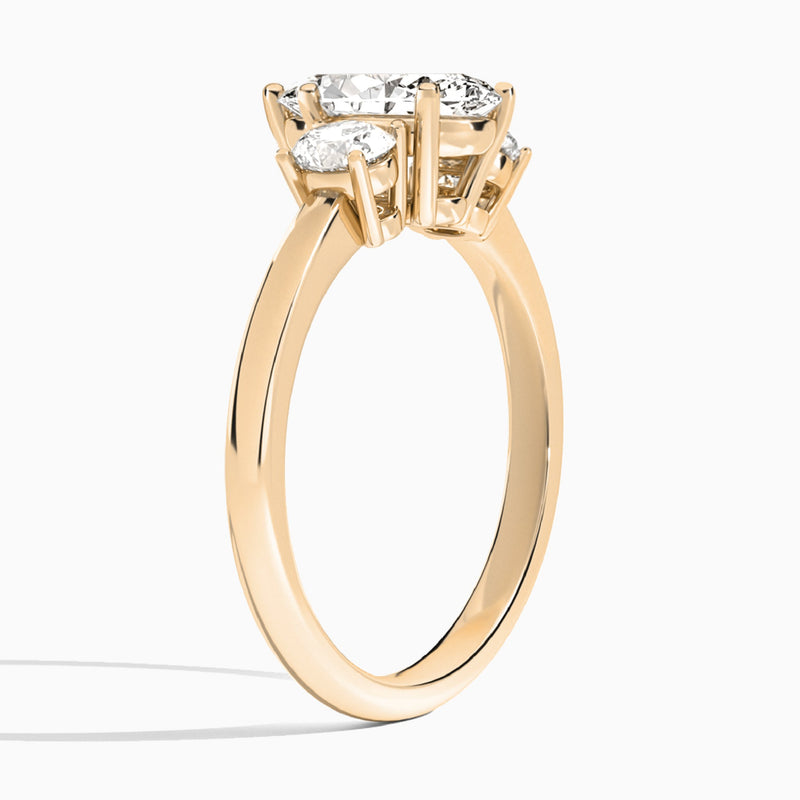Marquise Sonata Three Stone Lab Diamond Engagement Ring In 14K Rose Gold, Angle View