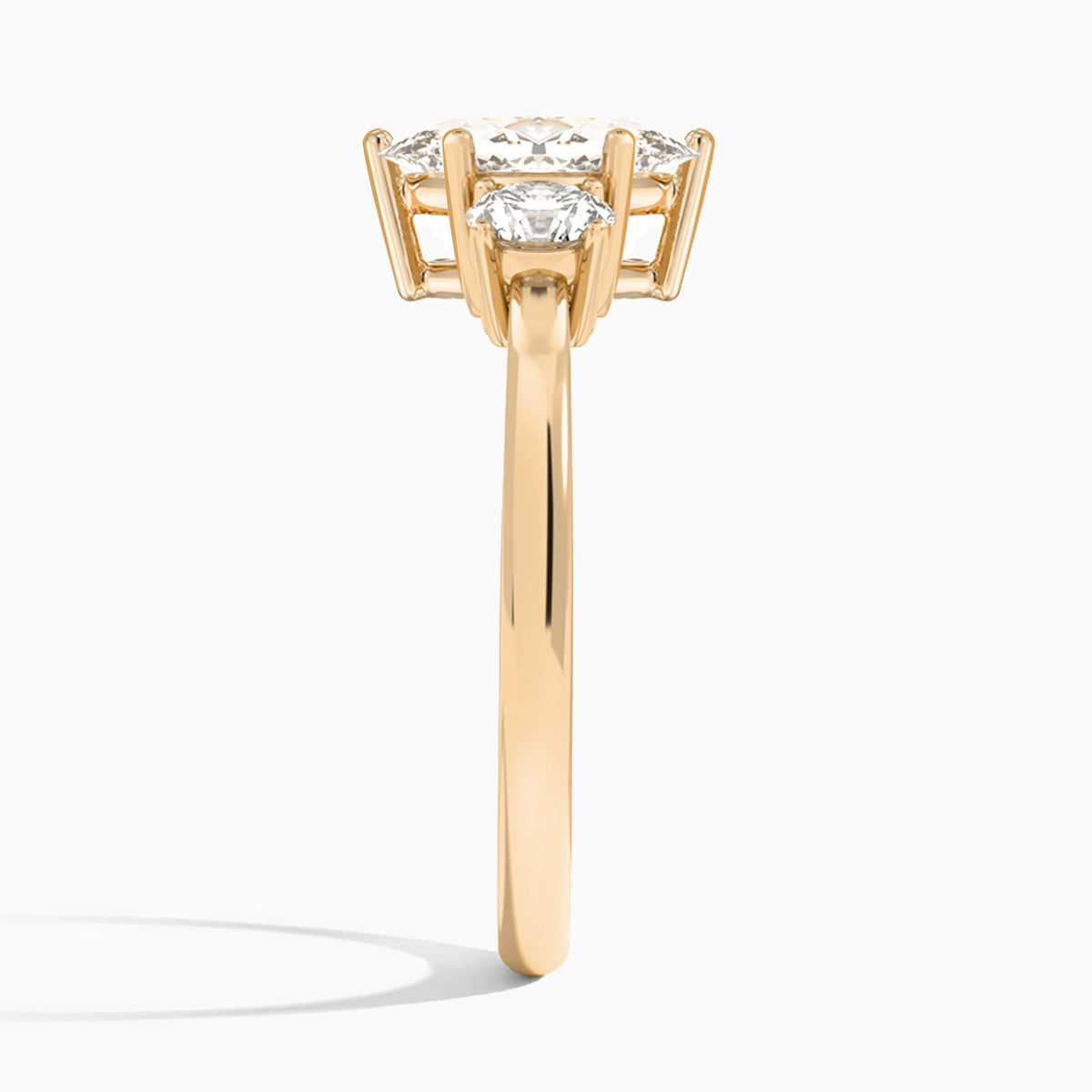Marquise Sonata Three Stone Lab Diamond Engagement Ring In 14K Rose Gold, Side View