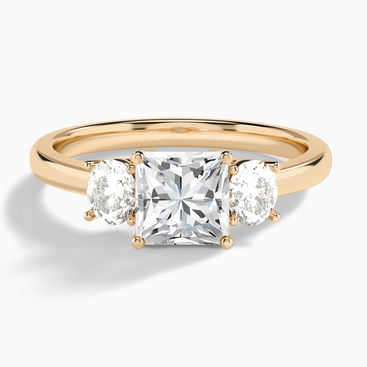 Princess Sonata Three Stone Lab Diamond Engagement Ring In 14K Rose Gold - Lucenjuri