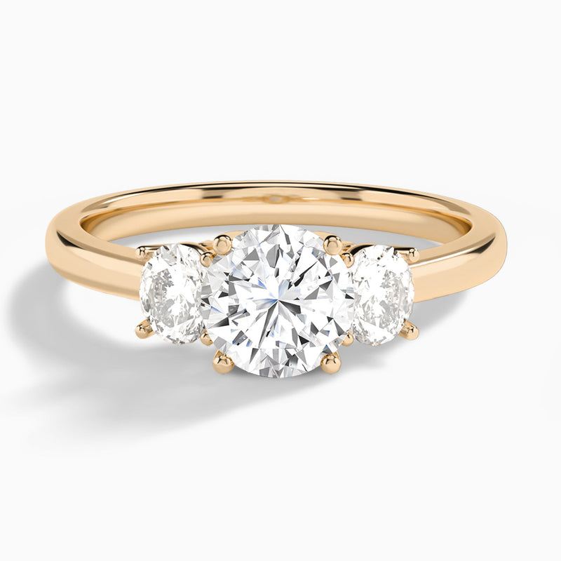 Round Sonata Three Stone Lab Diamond Engagement Ring In 14K Rose Gold - Lucenjuri