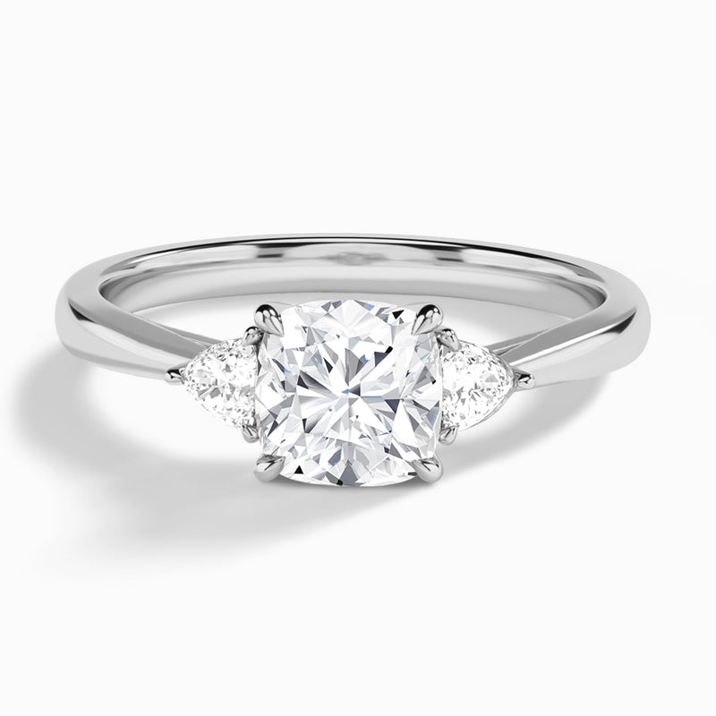 Cushion Trillion Cut Three Stone Lab Diamond Engagement Ring In Platinum - Lucenjuri