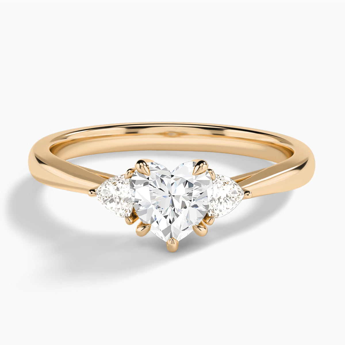 Heart Trillion Cut Three Stone Lab Diamond Engagement Ring In 14K Rose Gold - Lucenjuri