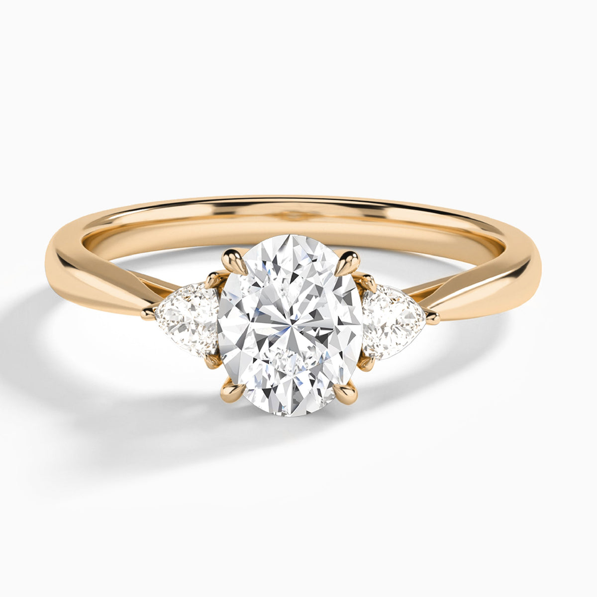 Oval Trillion Cut Three Stone Lab Diamond Engagement Ring In 14K Rose Gold - Lucenjuri