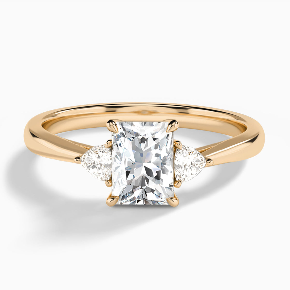 Radiant Trillion Cut Three Stone Lab Diamond Engagement Ring In 14K Rose Gold - Lucenjuri