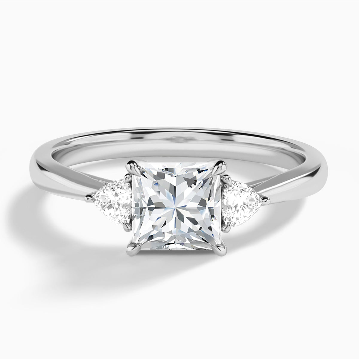 Princess Trillion Cut Three Stone Lab Diamond Engagement Ring In 14K White Gold - Lucenjuri