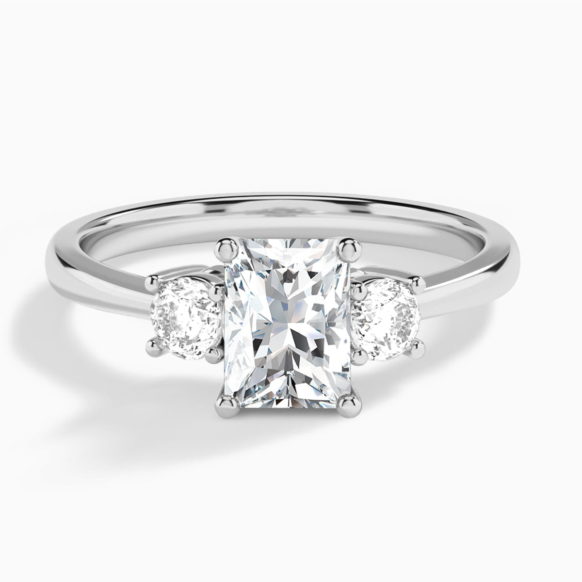 Radiant Concerto Three Stone Lab Diamond Engagement Ring In Platinum - Lucenjuri