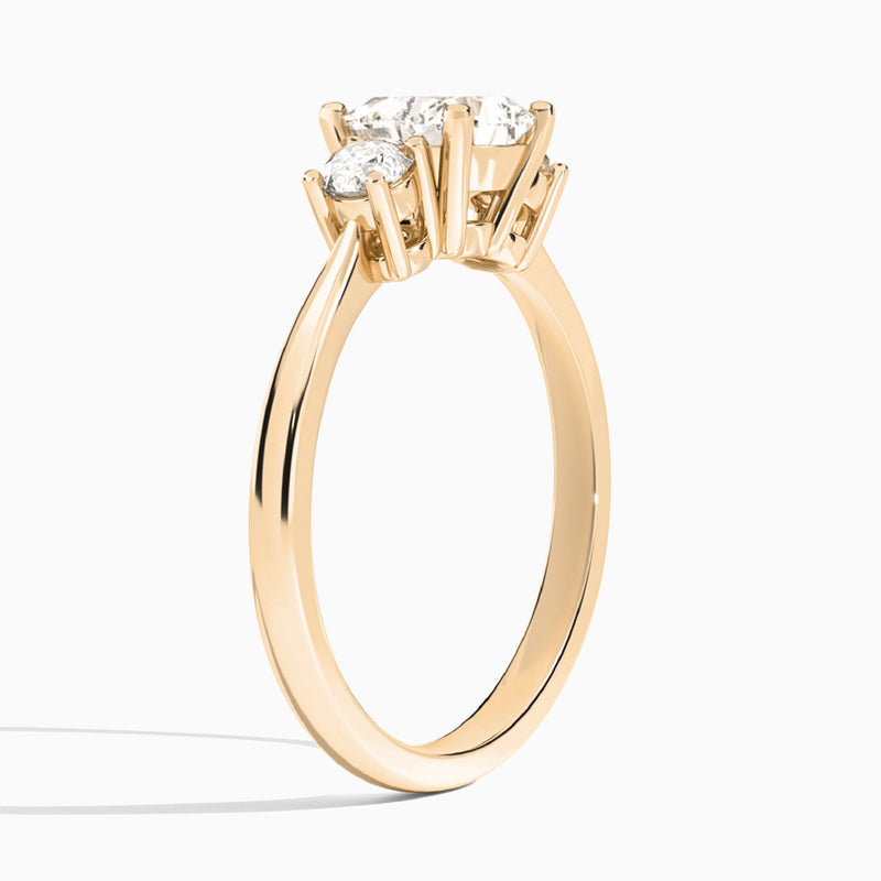 Heart Concerto Three Stone Lab Diamond Engagement Ring In 14K Rose Gold, Angle View