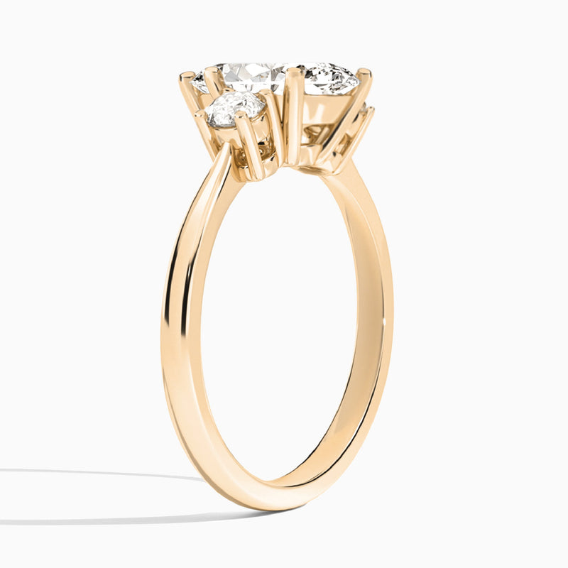 Marquise Concerto Three Stone Lab Diamond Engagement Ring In 14K Rose Gold, Angle View