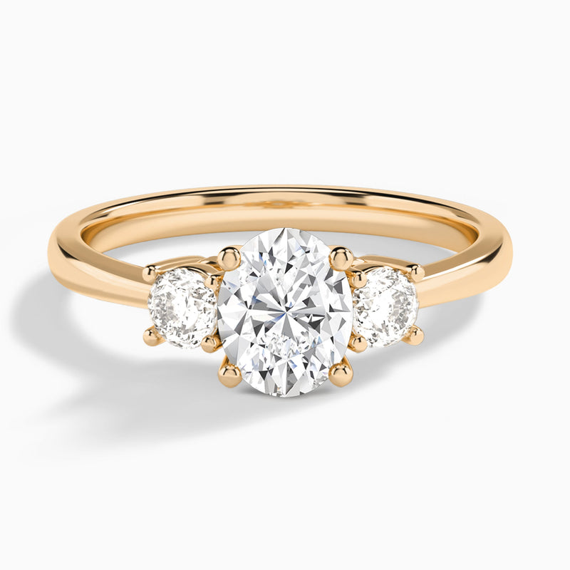 Oval Concerto Three Stone Lab Diamond Engagement Ring In 14K Rose Gold - Lucenjuri