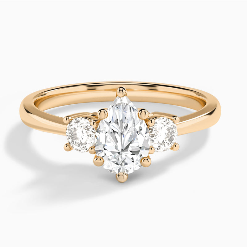 Pear Concerto Three Stone Lab Diamond Engagement Ring In 14K Rose Gold - Lucenjuri