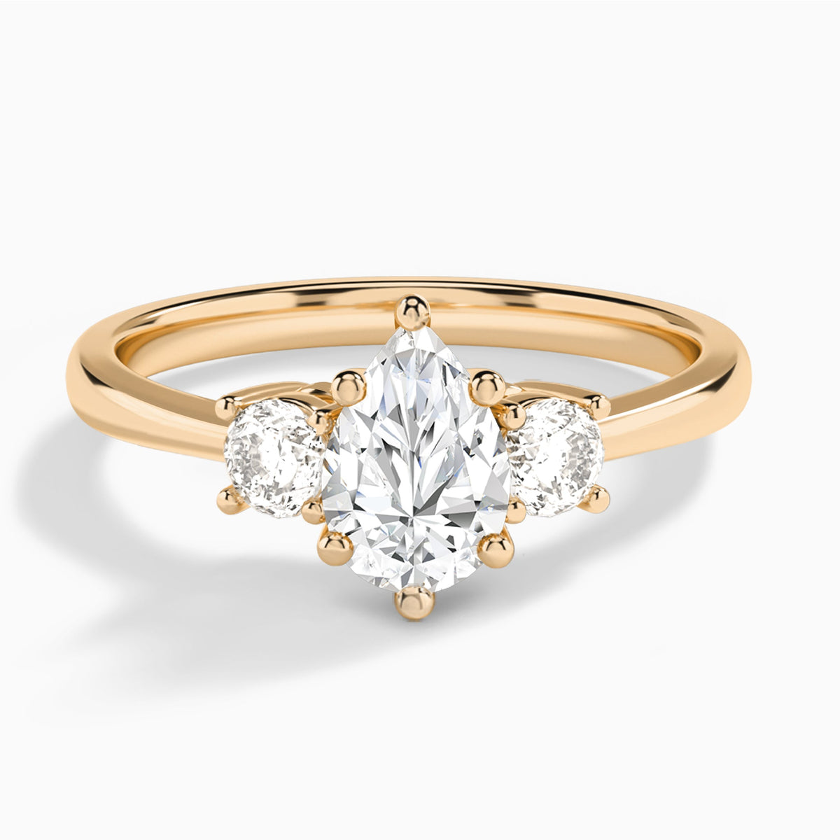 Pear Concerto Three Stone Lab Diamond Engagement Ring In 14K Rose Gold - Lucenjuri