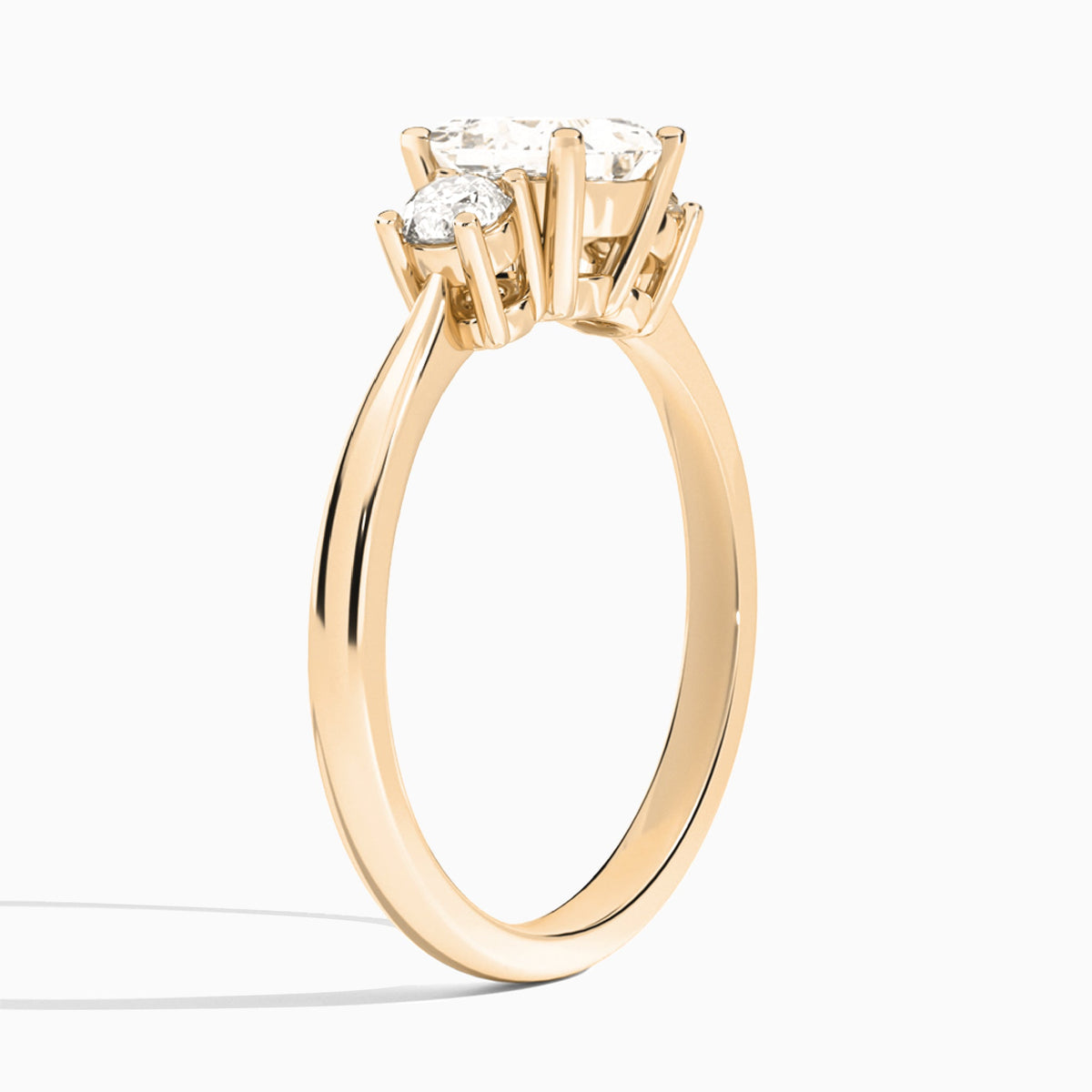 Princess Concerto Three Stone Lab Diamond Engagement Ring In 14K Rose Gold, Angle View
