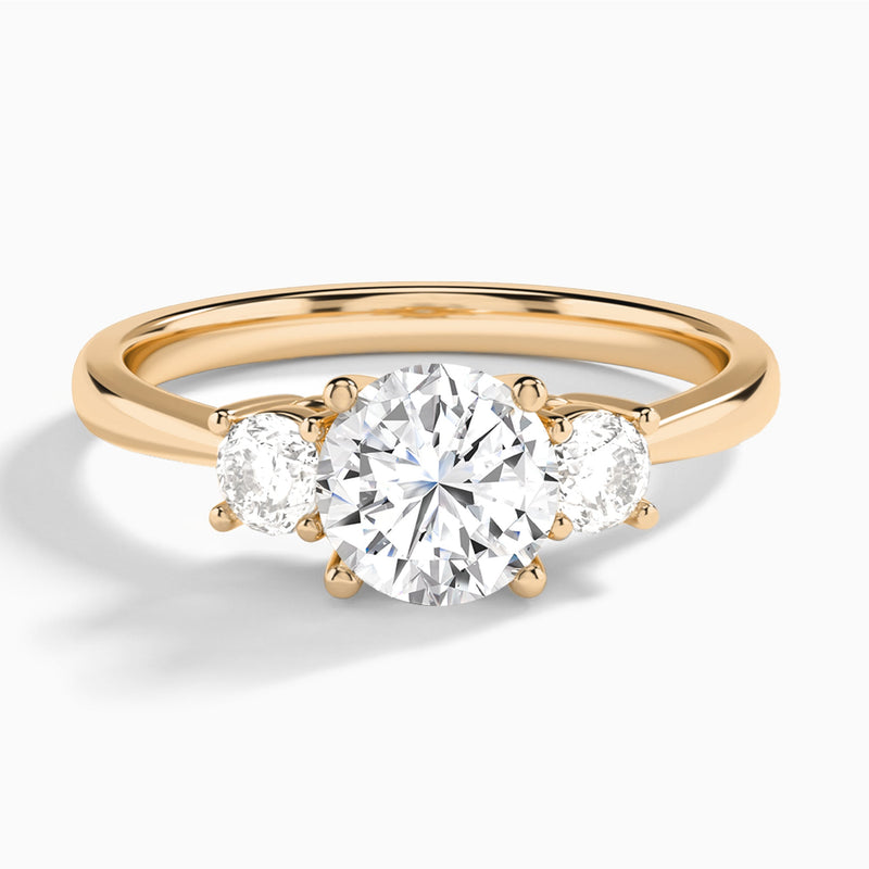 Round Concerto Three Stone Lab Diamond Engagement Ring In 14K Rose Gold - Lucenjuri