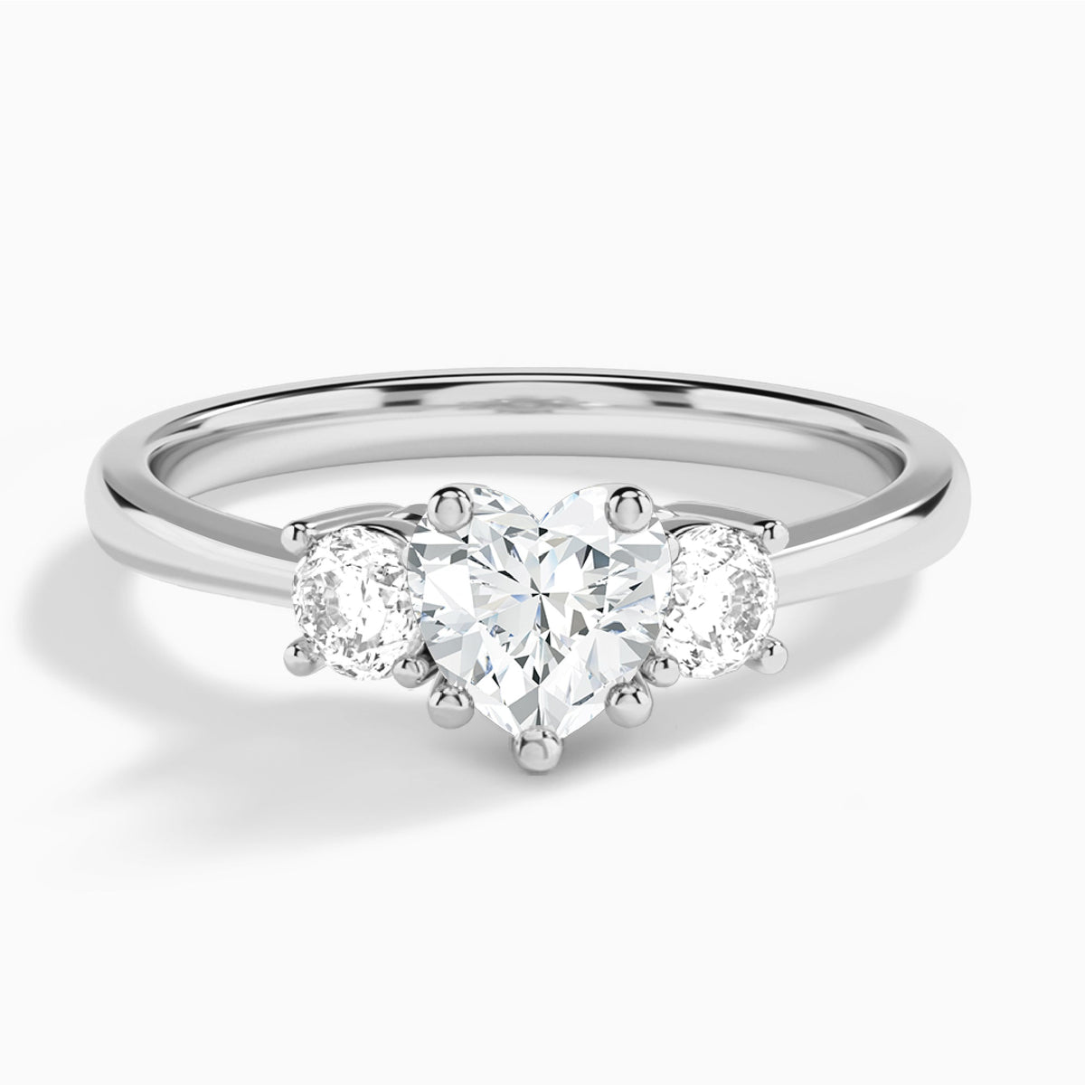 Heart Concerto Three Stone Lab Diamond Engagement Ring In 18K White Gold - Lucenjuri