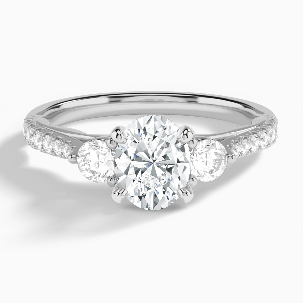 Oval Tressa Three Stone Lab Grown Diamond Engagement Ring In Platinum - Lucenjuri