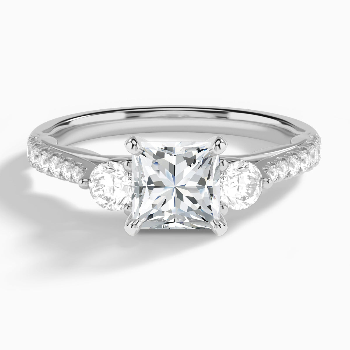 Princess Tressa Three Stone Lab Grown Diamond Engagement Ring In Platinum - Lucenjuri