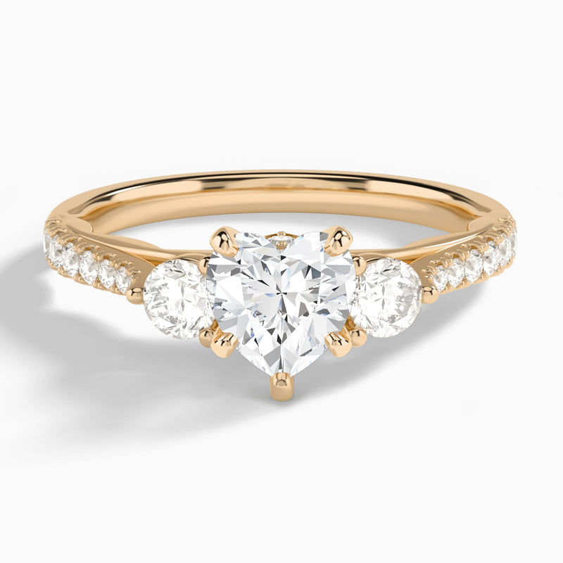 Heart Tressa Three Stone Lab Diamond Engagement Ring In 14K Rose Gold - Lucenjuri