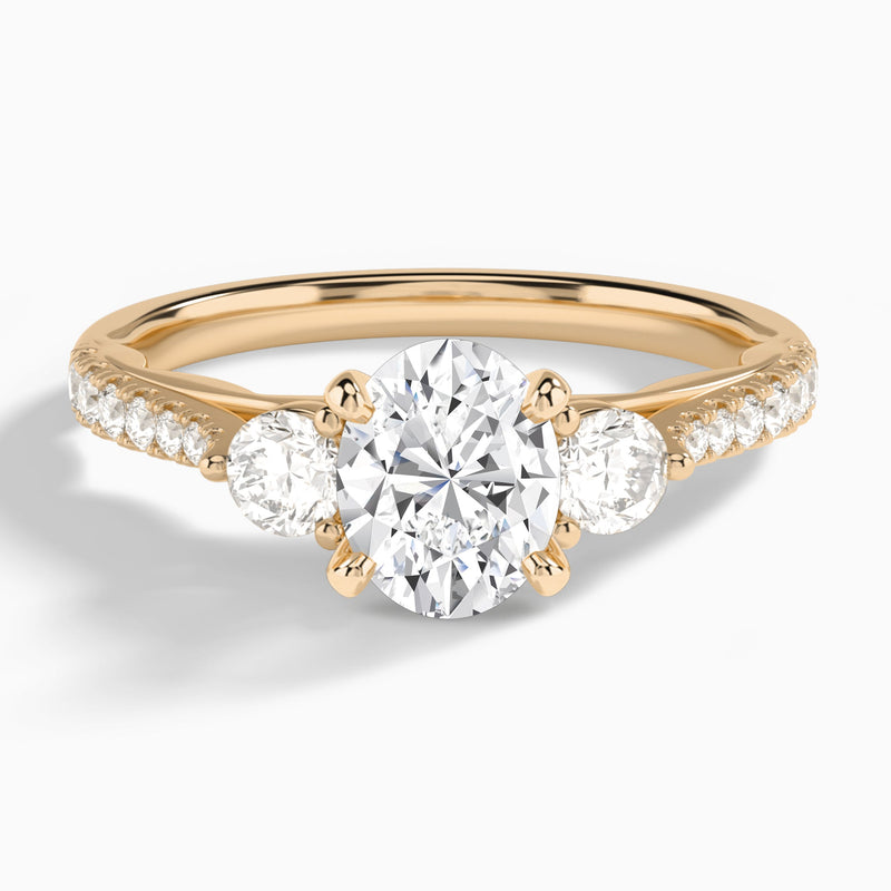 Oval Tressa Three Stone Lab Diamond Engagement Ring In 14K Rose Gold - Lucenjuri