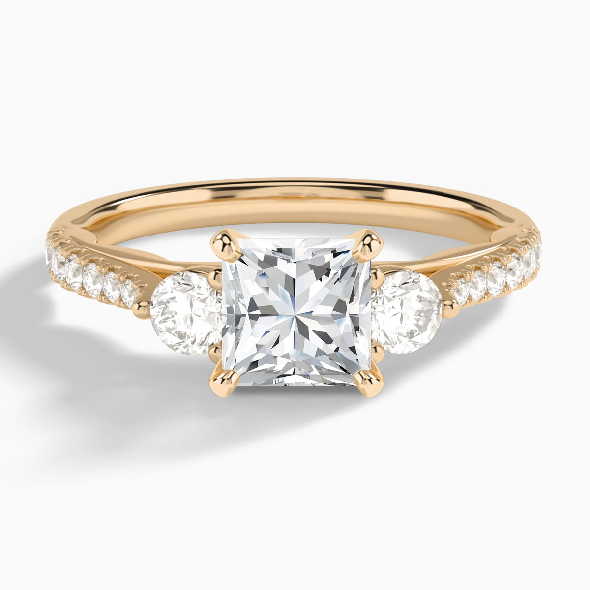 Princess Tressa Three Stone Lab Diamond Engagement Ring In 14K Rose Gold - Lucenjuri