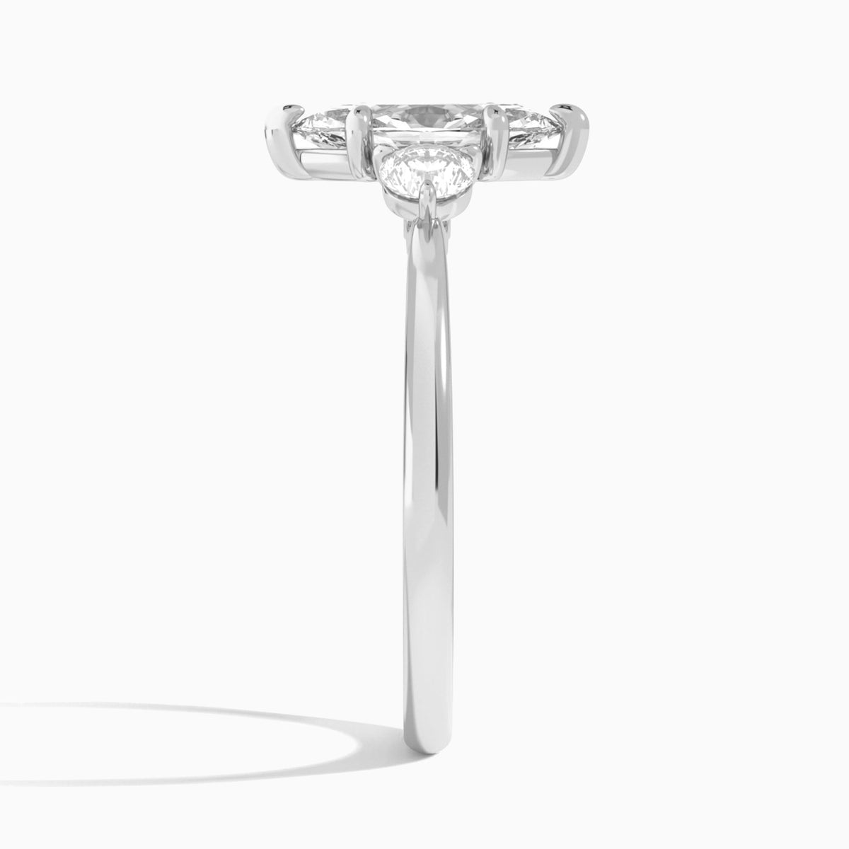 Marquise Fiona Three Stone Lab Grown Diamond Engagement Ring In Platinum, Side View