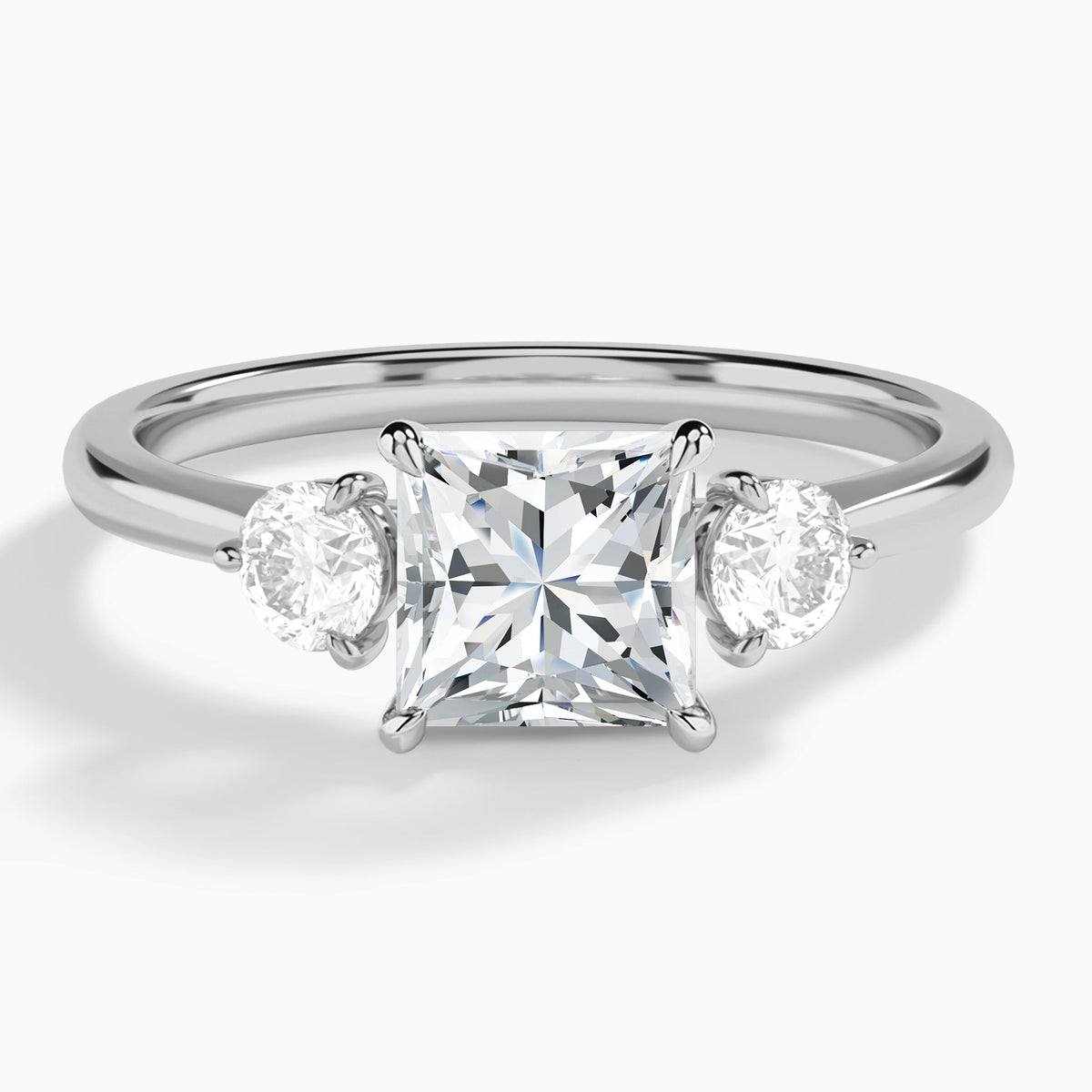 Princess Fiona Three Stone Lab Grown Diamond Engagement Ring In Platinum - Lucenjuri