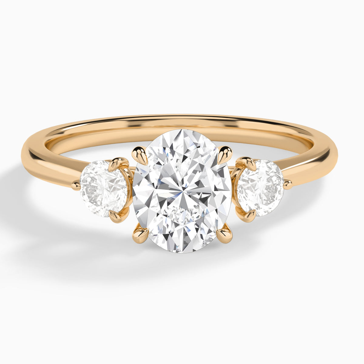 Oval Fiona Three Stone Lab Diamond Engagement Ring In 14K Rose Gold - Lucenjuri