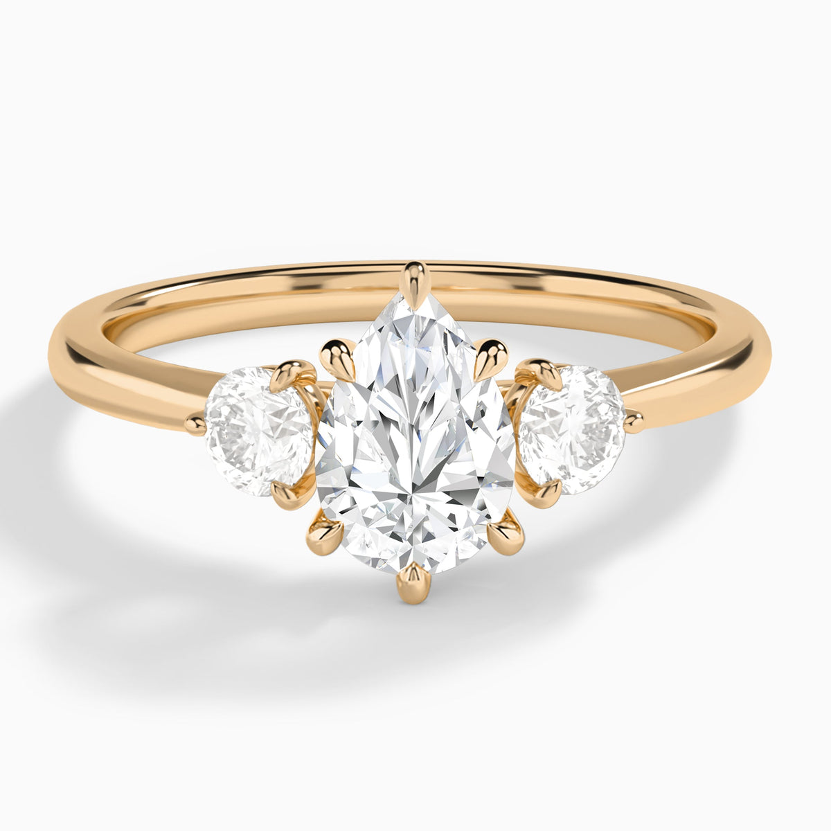 Pear Fiona Three Stone Lab Diamond Engagement Ring In 14K Rose Gold - Lucenjuri