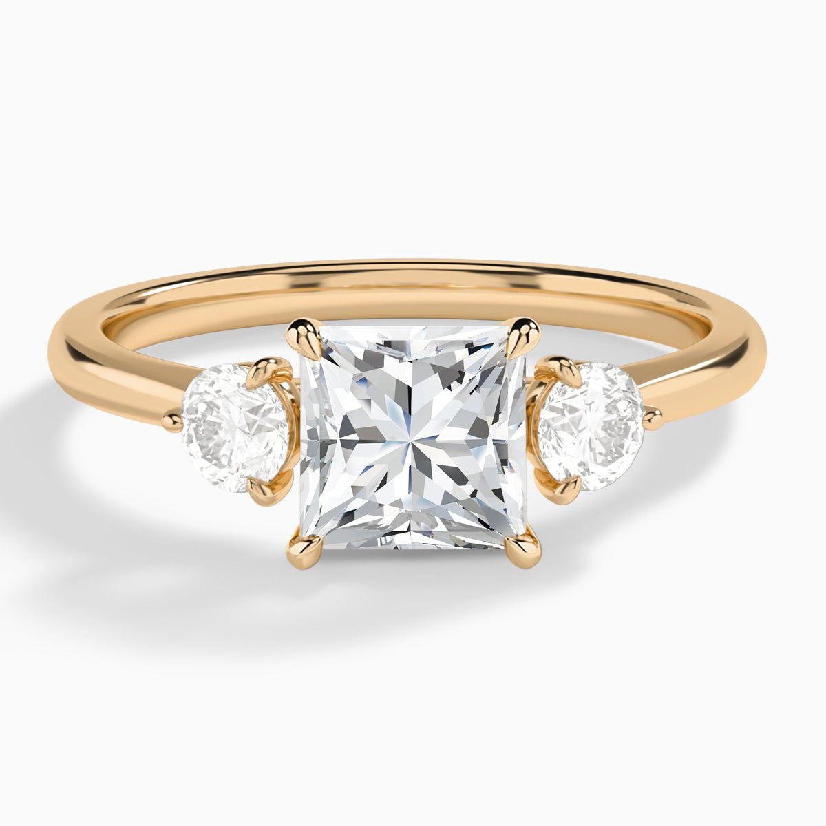 Princess Fiona Three Stone Lab Diamond Engagement Ring In 14K Rose Gold - Lucenjuri