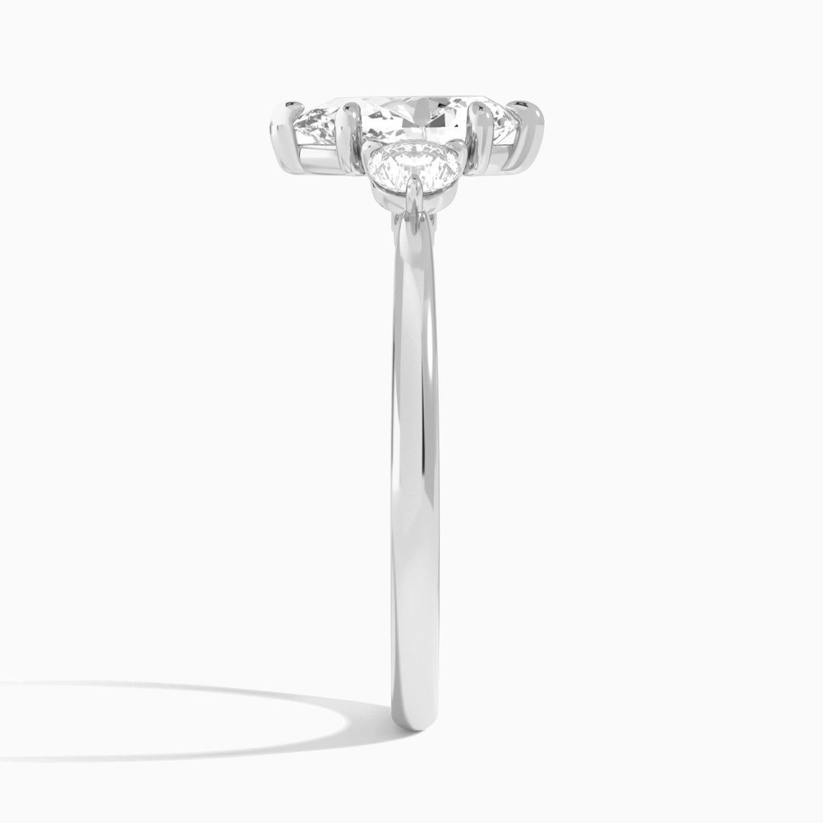 Pear Fiona Three Stone Lab Diamond Engagement Ring In 14K White Gold, Side View