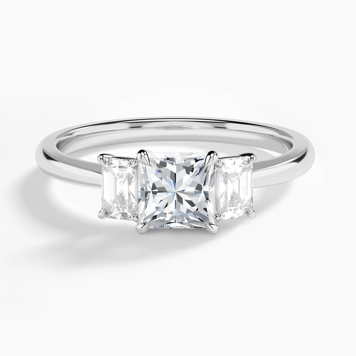 Princess Three Stone Emerald Lab Diamond Engagement Ring In Platinum - Lucenjuri