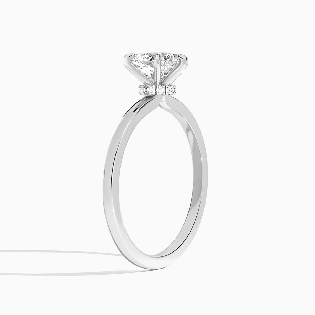 Heart Mystique Halo Lab Grown Diamond Engagement Ring In Platinum, Angle View