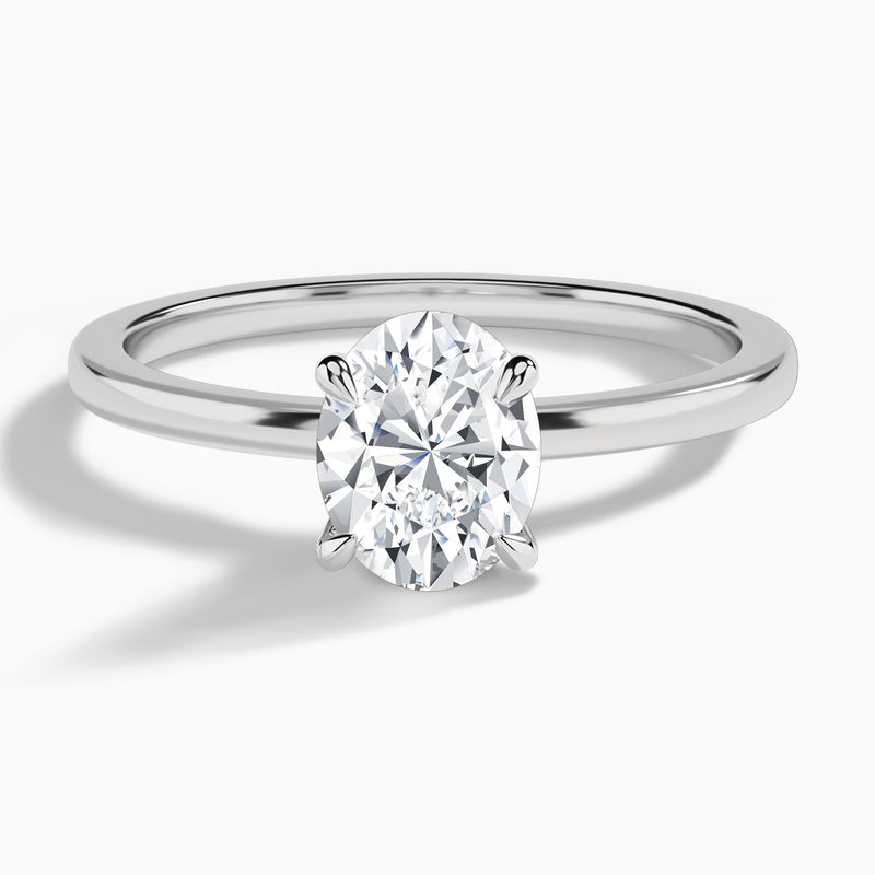 Oval Mystique Halo Lab Grown Diamond Engagement Ring In Platinum - Lucenjuri