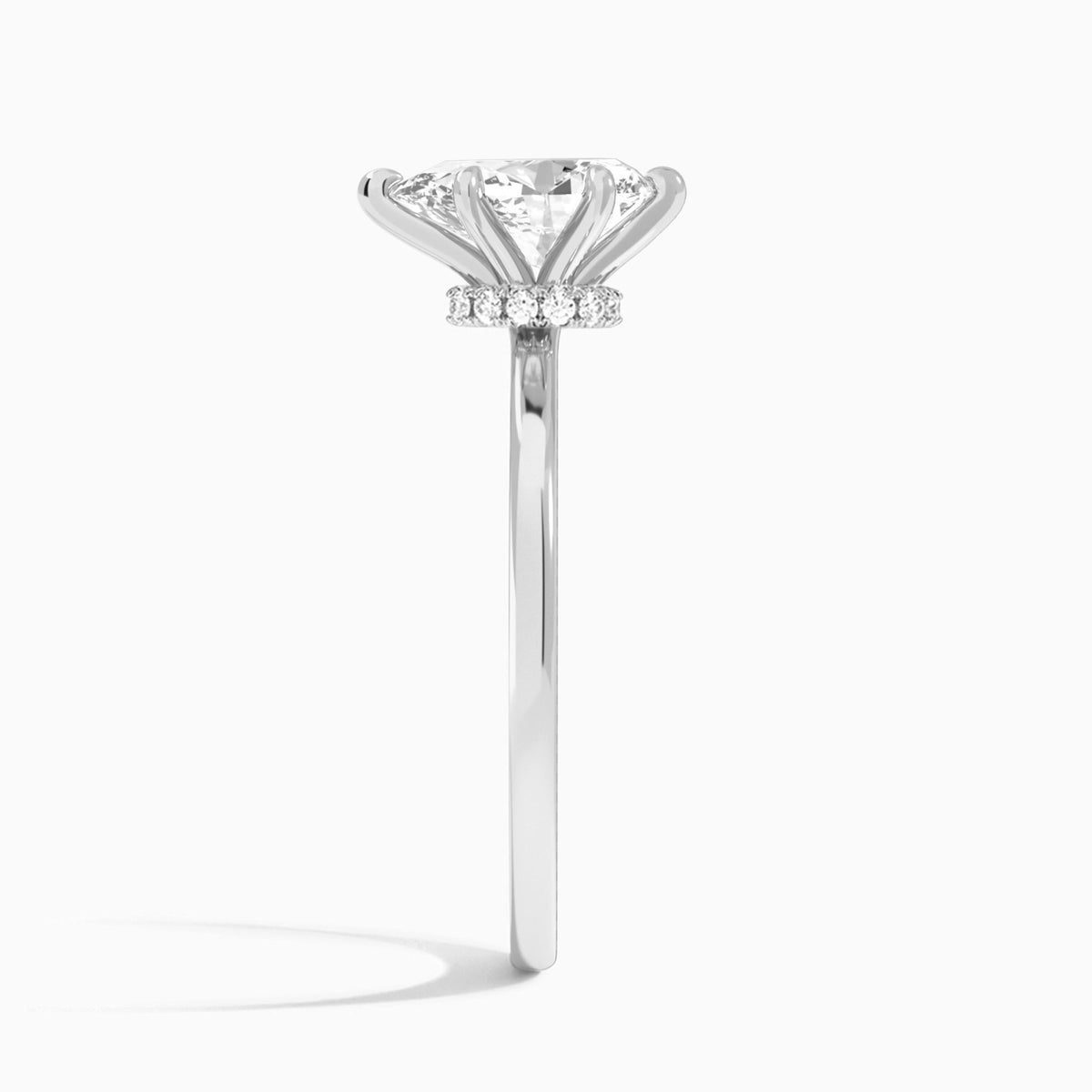 Pear Mystique Halo Lab Grown Diamond Engagement Ring In Platinum, Side View