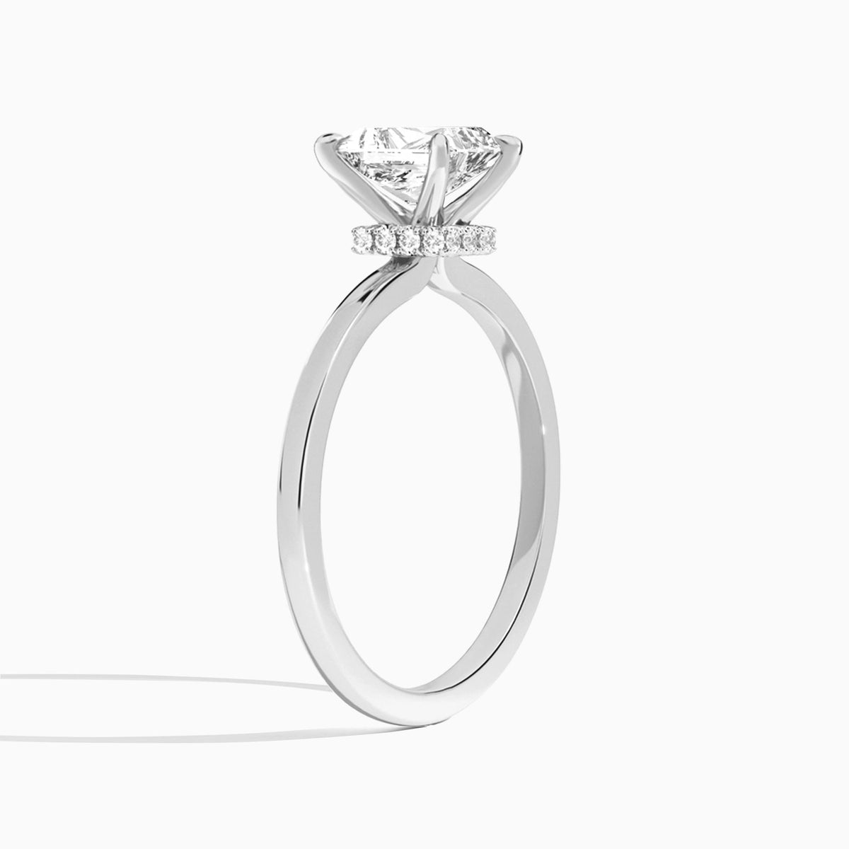 Radiant Mystique Halo Lab Grown Diamond Engagement Ring In Platinum, Angle View