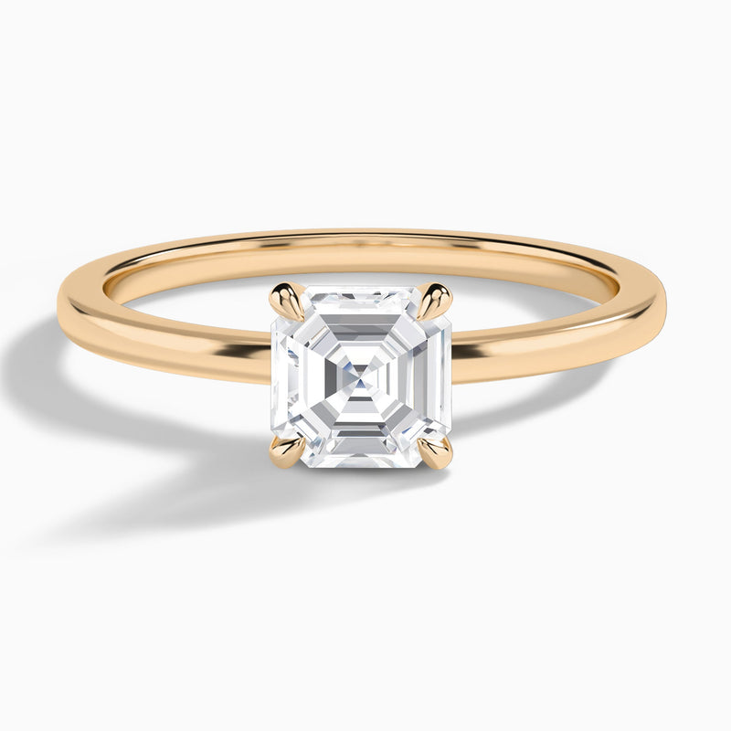 Asscher Mystique Halo Lab Grown Diamond Engagement Ring In 14K Rose Gold - Lucenjuri