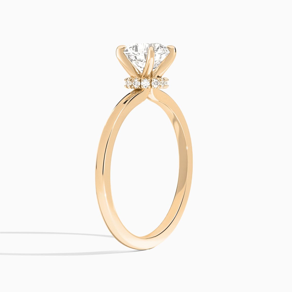 Cushion Mystique Halo Lab Grown Diamond Engagement Ring In 14K Rose Gold, Angle View
