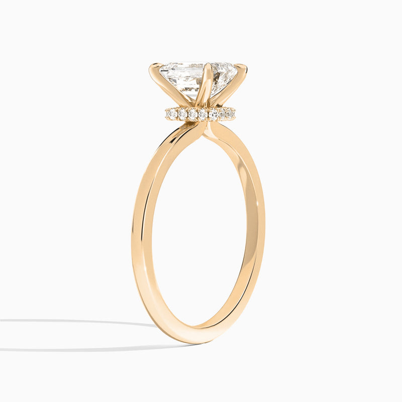 Emerald Mystique Halo Lab Grown Diamond Engagement Ring In 14K Rose Gold, Angle View