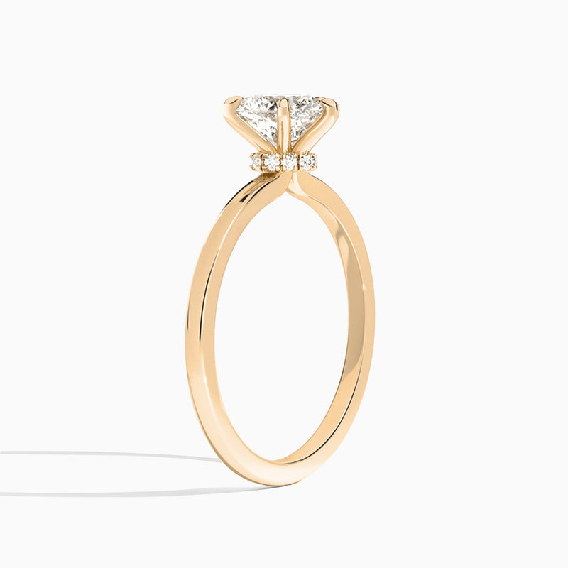 Heart Mystique Halo Lab Grown Diamond Engagement Ring In 14K Rose Gold, Angle View