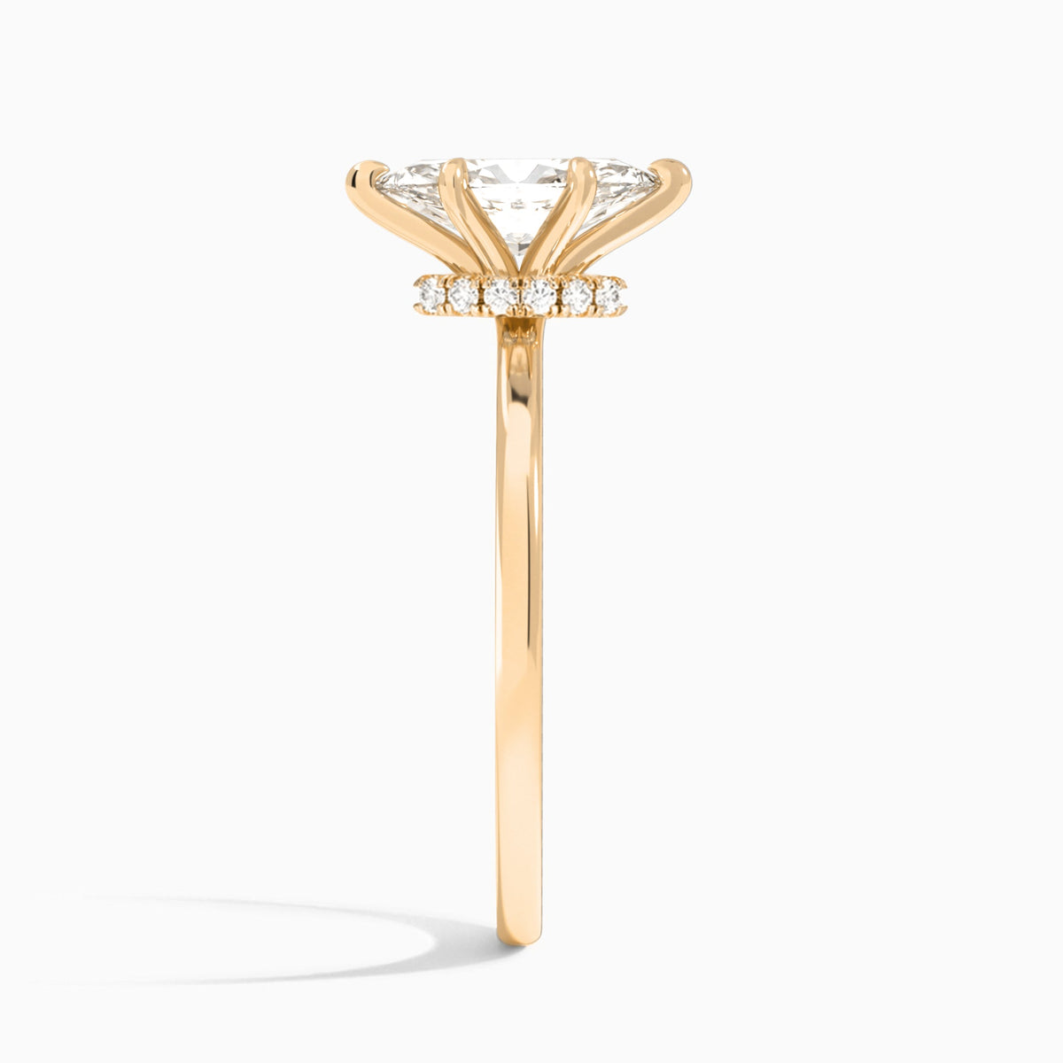 Marquise Mystique Halo Lab Grown Diamond Engagement Ring In 14K Rose Gold, Side View