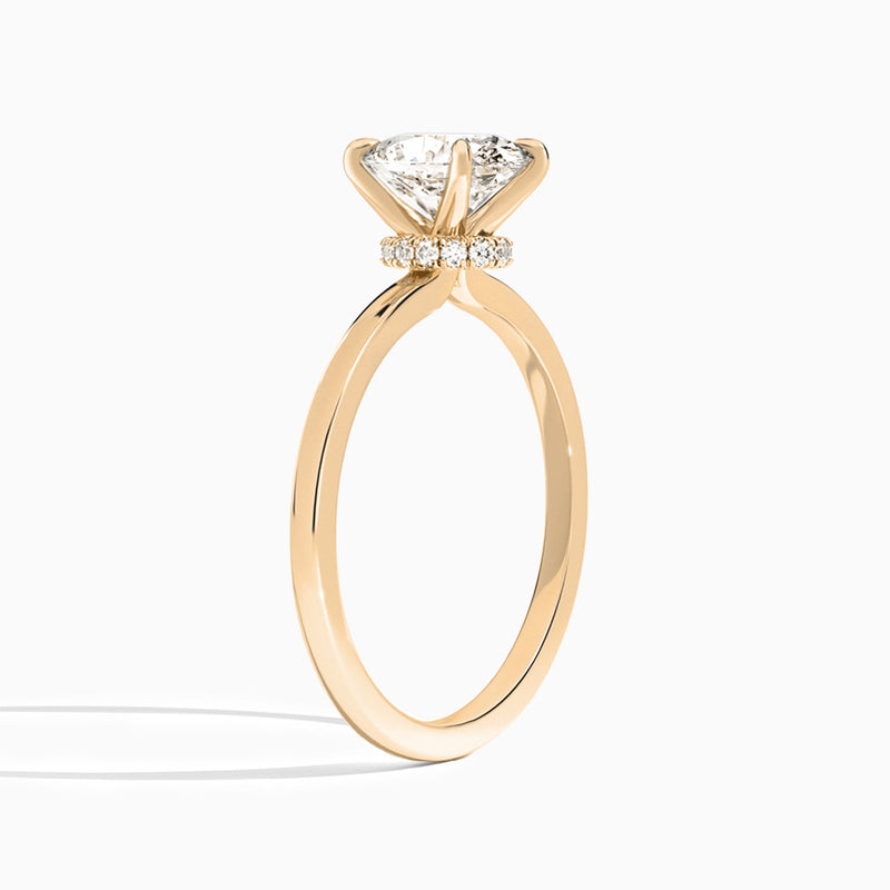Oval Mystique Halo Lab Grown Diamond Engagement Ring In 14K Rose Gold, Angle View