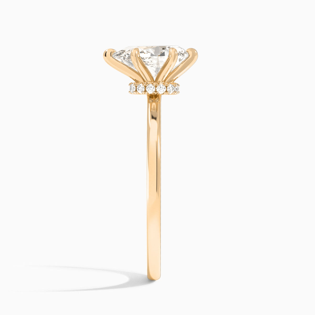Pear Mystique Halo Lab Grown Diamond Engagement Ring In 14K Rose Gold, Side View