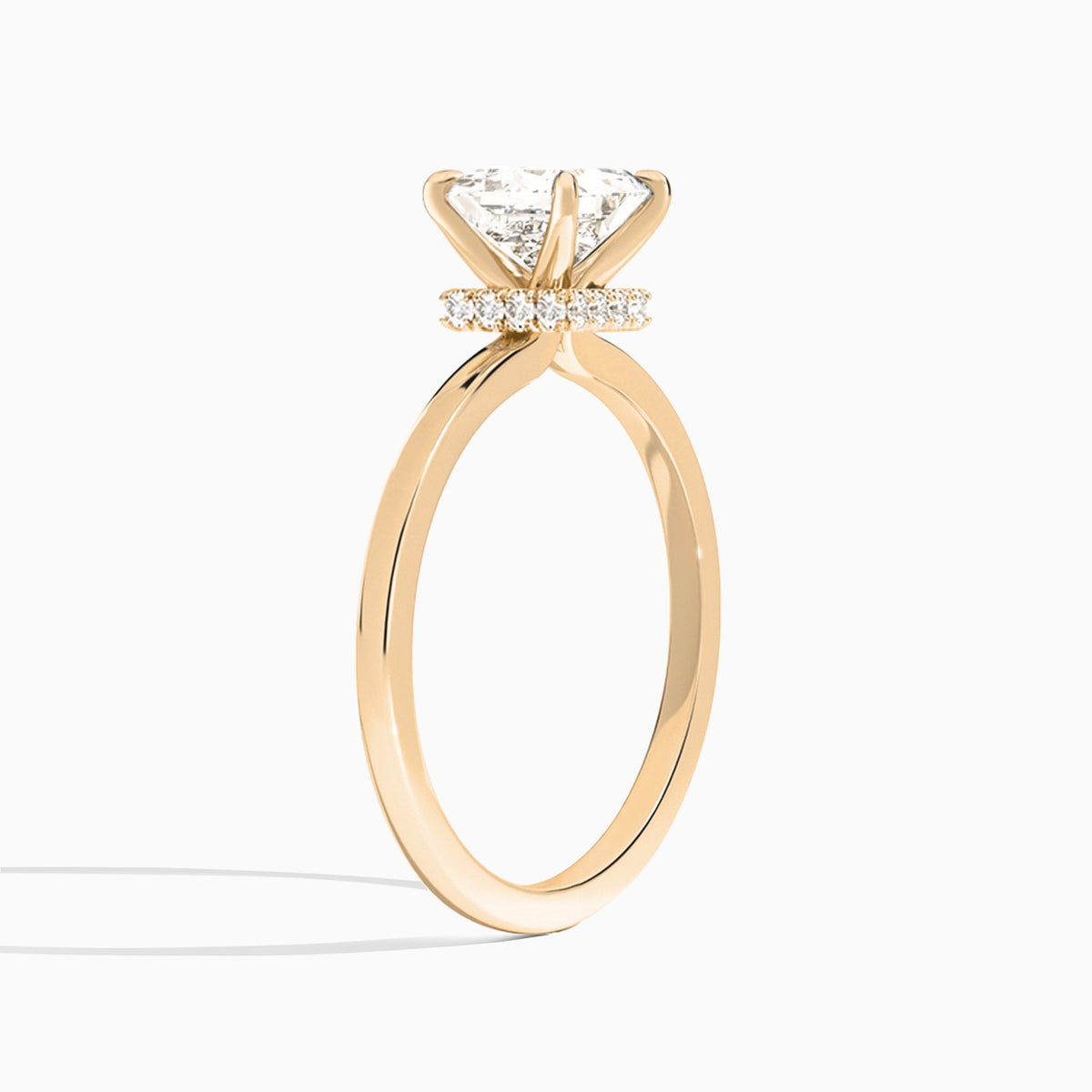 Princess Mystique Halo Lab Grown Diamond Engagement Ring In 14K Rose Gold, Angle View