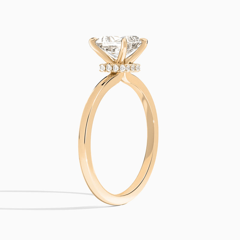 Radiant Mystique Halo Lab Grown Diamond Engagement Ring In 14K Rose Gold, Angle View