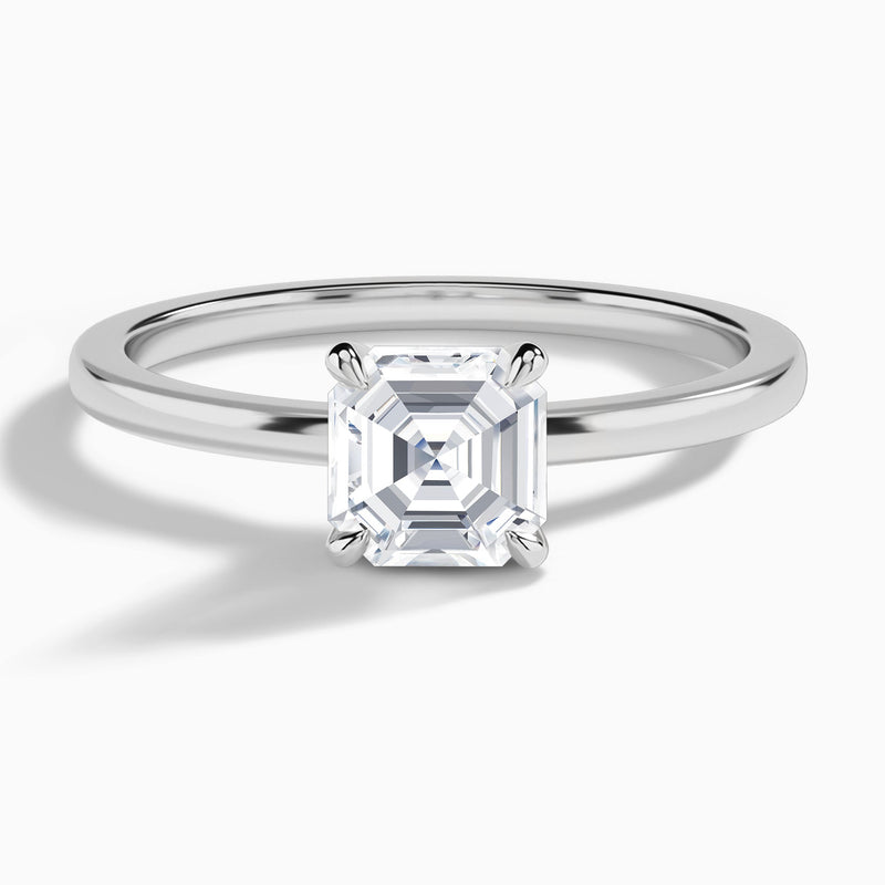 Asscher Mystique Halo Lab Grown Diamond Engagement Ring In 18K White Gold - Lucenjuri