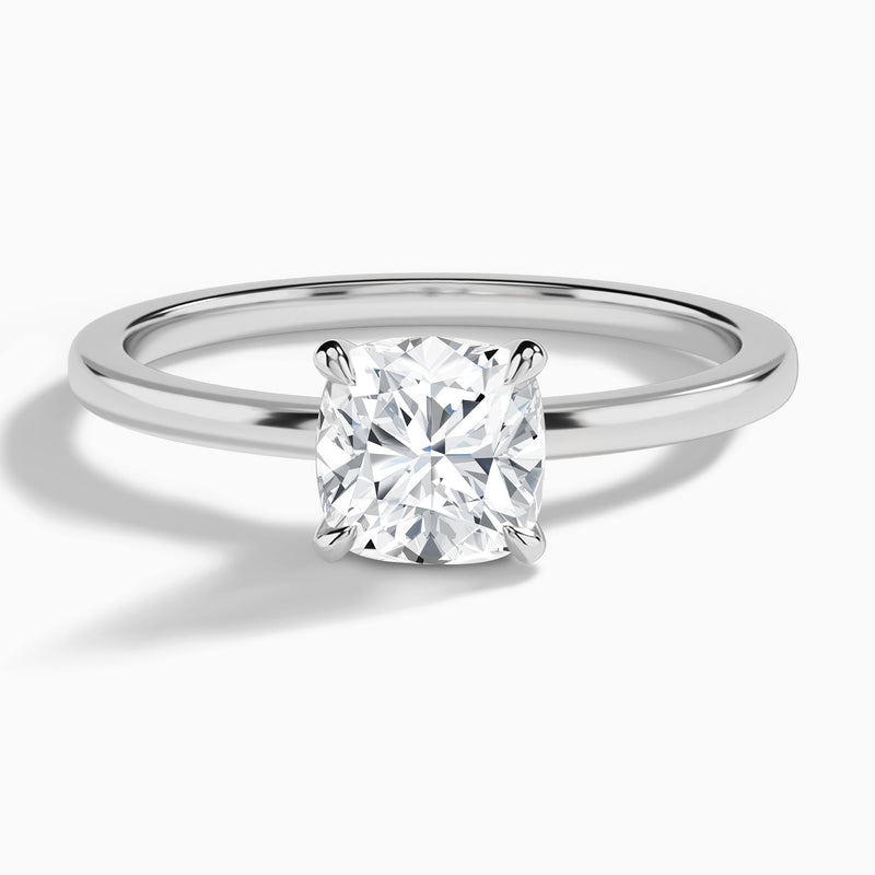 Cushion Mystique Halo Lab Grown Diamond Engagement Ring In 18K White Gold - Lucenjuri