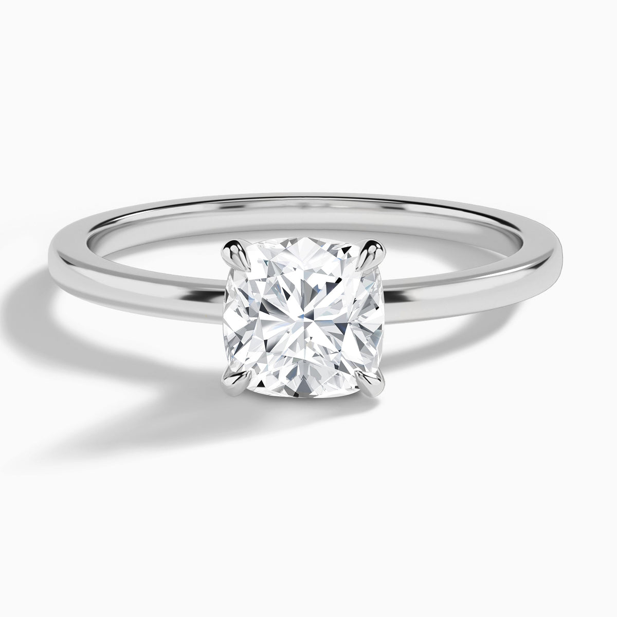 Cushion Mystique Halo Lab Grown Diamond Engagement Ring In 14K White Gold - Lucenjuri