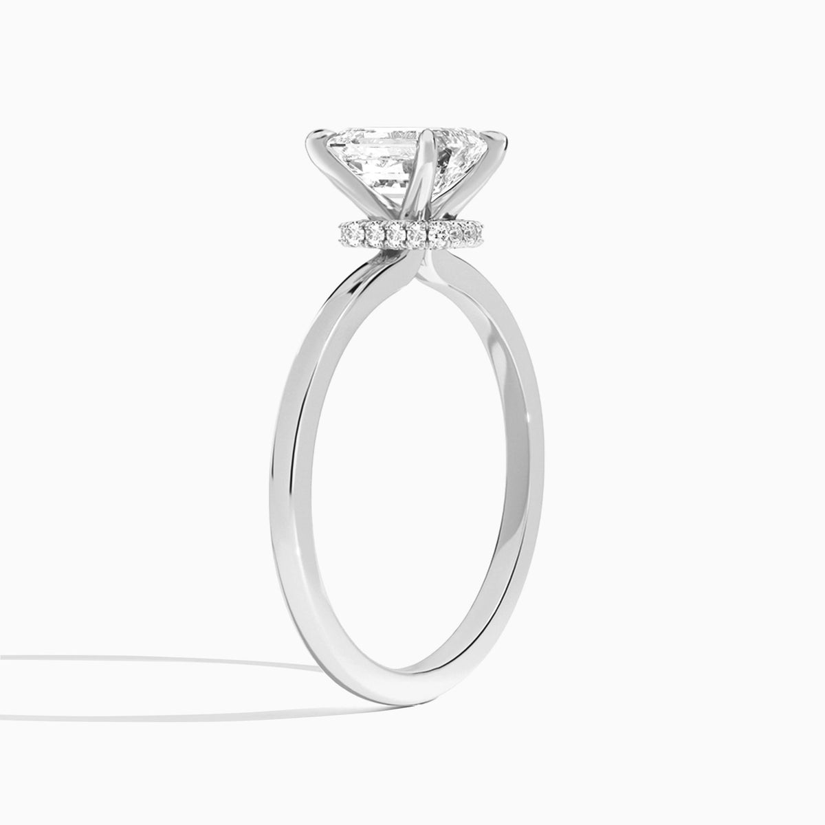 Emerald Mystique Halo Lab Grown Diamond Engagement Ring In 14K White Gold, Angle View