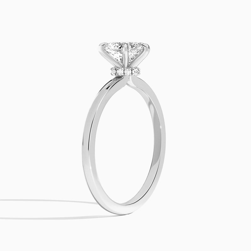 Heart Mystique Halo Lab Grown Diamond Engagement Ring In 14K White Gold, Angle View