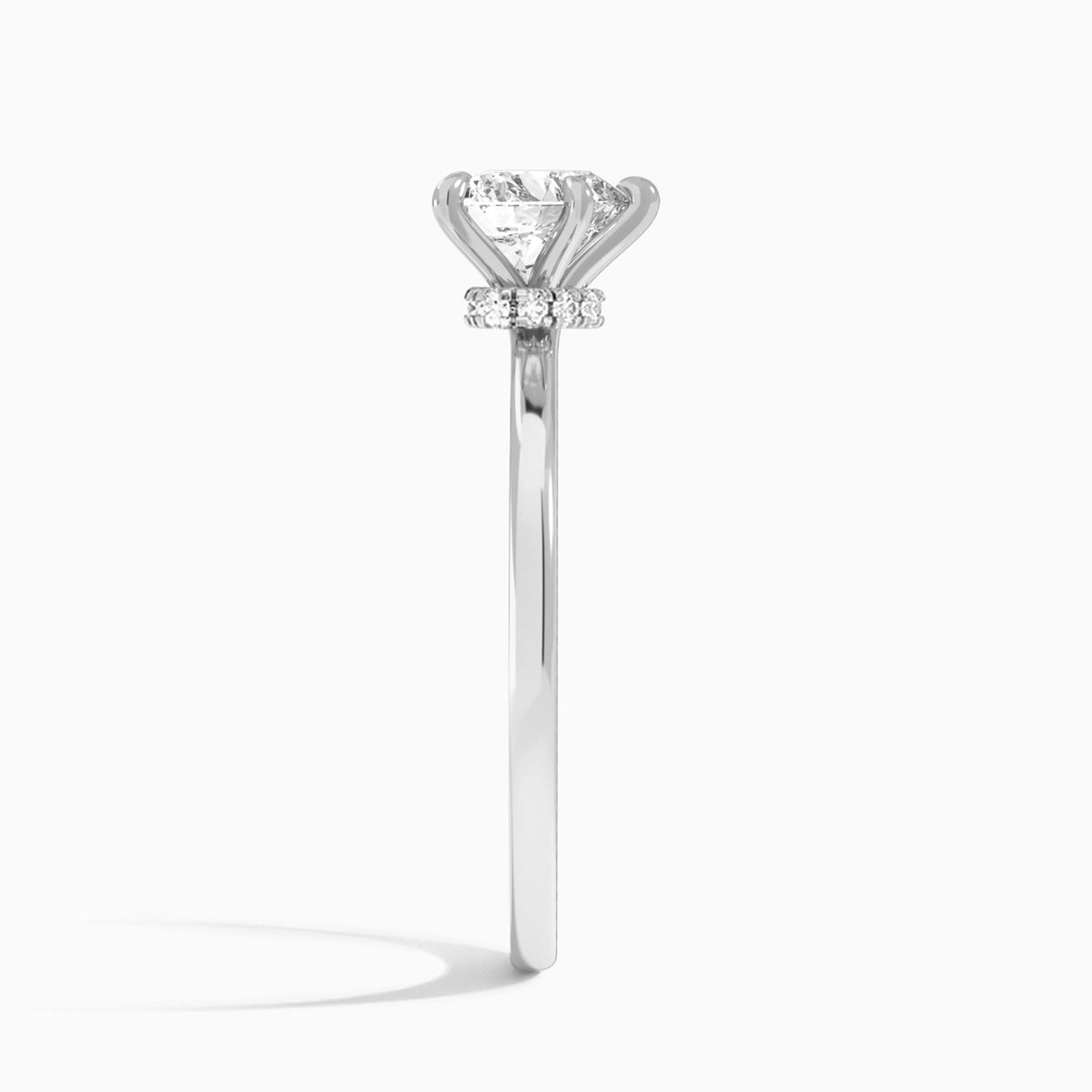 Heart Mystique Halo Lab Grown Diamond Engagement Ring In 14K White Gold, Side View